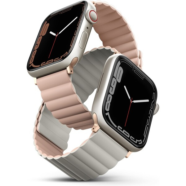 UNIQ Revix oboustranný řemínek pro Apple Watch 49/46/45/44/42mm Blush (růžový/béžový)