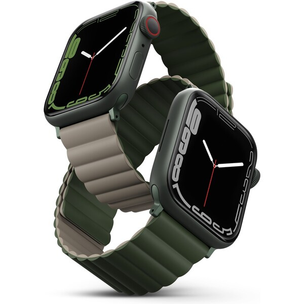 UNIQ Revix oboustranný řemínek pro Apple Watch 49/46/45/44/42mm Pine (zelený/šedý)
