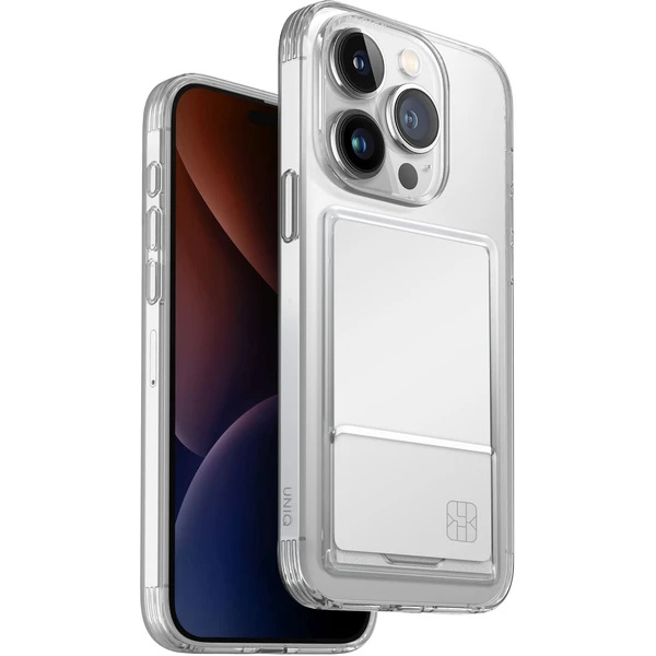 UNIQ Air Fender Card Slot ochranný kryt iPhone 15 Pro Nude (čirý)