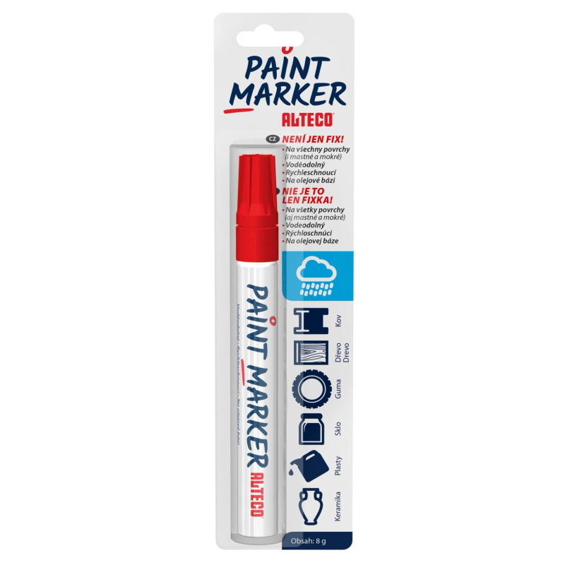 ALTECO permanentní popisovač Paint Marker červený 1-3mm
