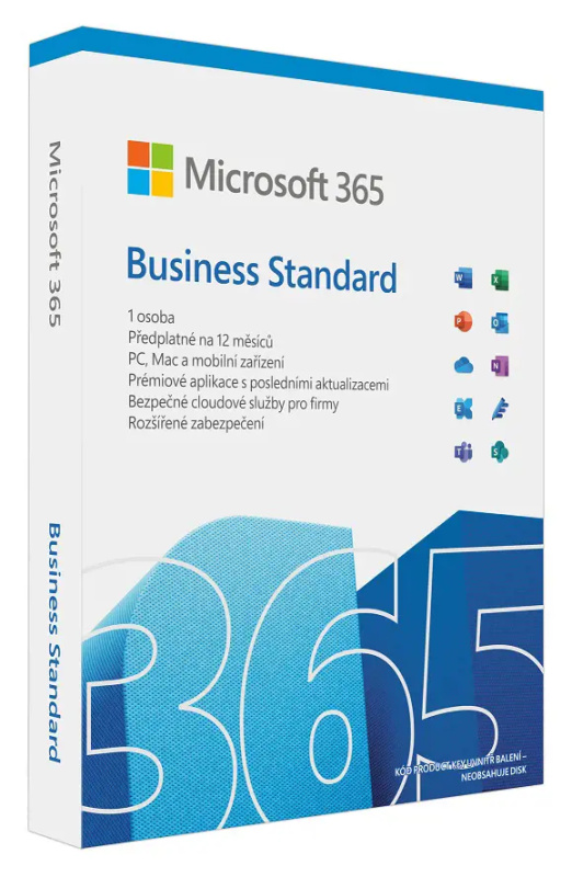 Microsoft 365 Business Standard 1 rok CZ krabicová verze KLQ-00643 nová licence