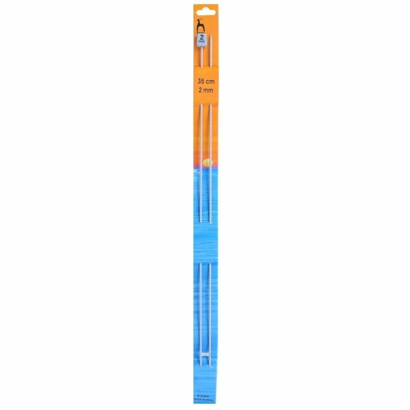 Storex Pletací jehlice PONY, hliníkové, rovné, 2 kusy, délka 35cm, velikost 2mm