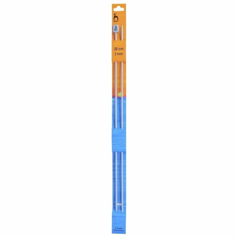 Storex Pletací jehlice PONY, hliníkové, rovné, 2 kusy, délka 35cm, velikost 3mm