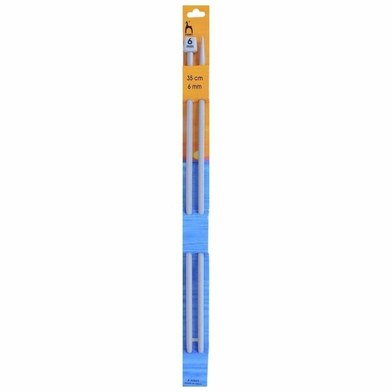 Storex Pletací jehlice PONY, hliníkové, rovné, 2 kusy, délka 35cm, velikost 6mm