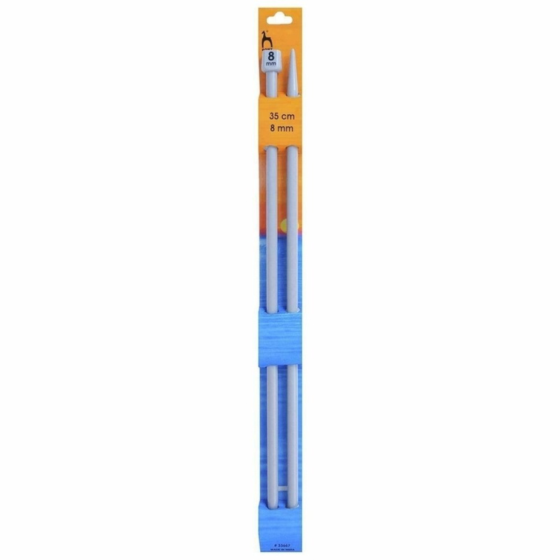Storex Pletací jehlice PONY, hliníkové, rovné, 2 kusy, délka 35cm, velikost 8mm