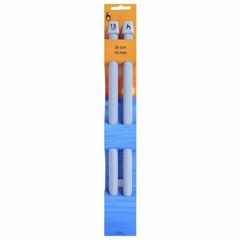 Storex Pletací jehlice PONY, hliníkové, rovné, 2 kusy, délka 35cm, velikost 15m