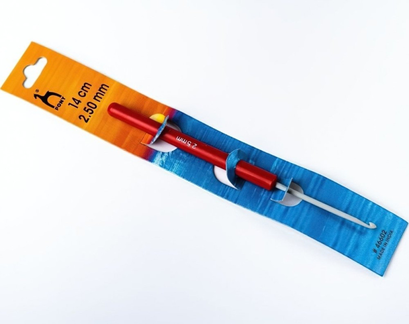 PONY Háček na háčkování PONY, hliník / teflon s plastovou ručkou 46602, velikost 2,5mm, délka 14cm