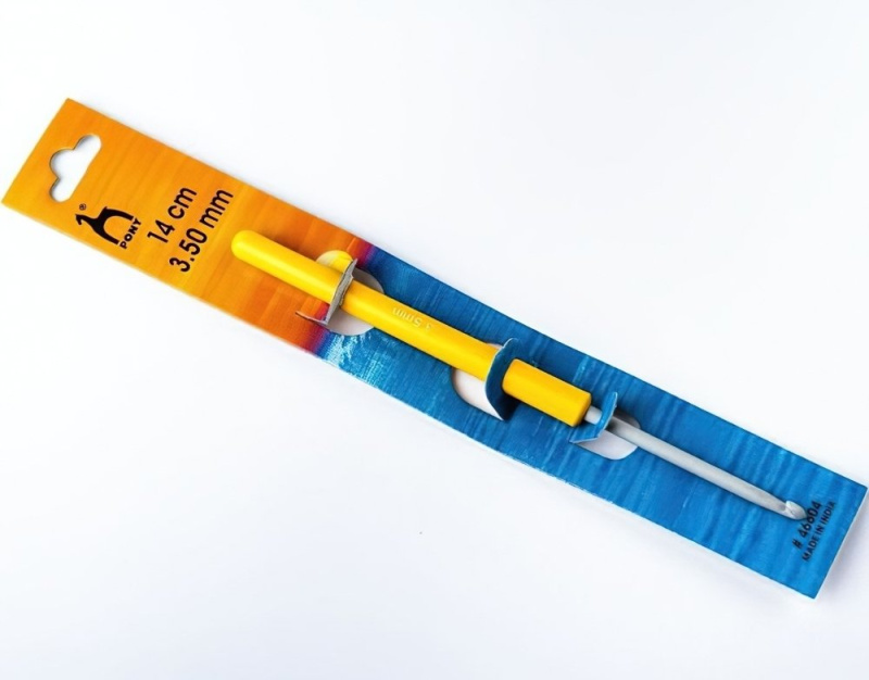 PONY Háček na háčkování PONY, hliník / teflon s plastovou ručkou 46604, velikost 3,5mm, délka 14cm