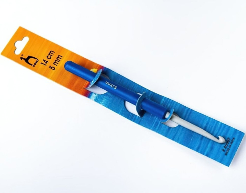 PONY Háček na háčkování PONY, hliník / teflon s plastovou ručkou 46607, velikost 5mm, délka 14cm