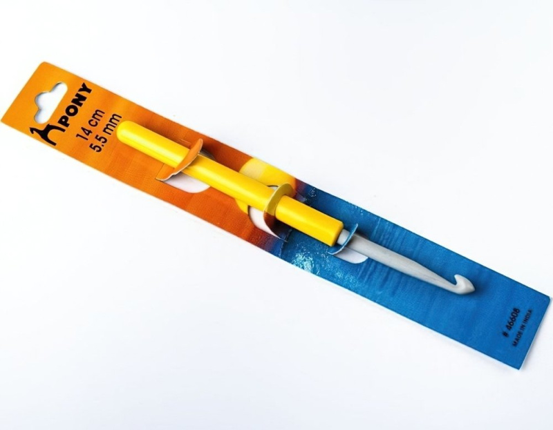 PONY Háček na háčkování PONY, hliník / teflon s plastovou ručkou 46608, velikost 5,5mm, délka 14cm