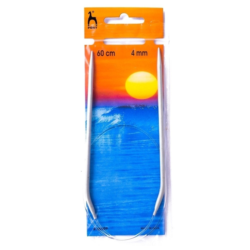 Storex Pletací jehlice PONY, hliníkové, kruhové, 1 kus, délka 60cm, velikost 4mm