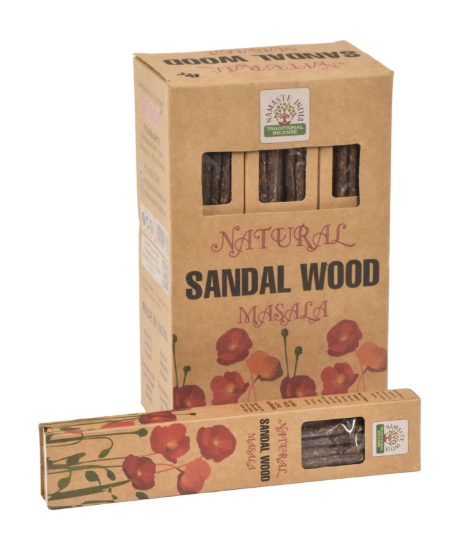 Sanu Babu Vonné tyčinky, Sandal Wood, Natural Masala, 23cm, 30g (Orkay)