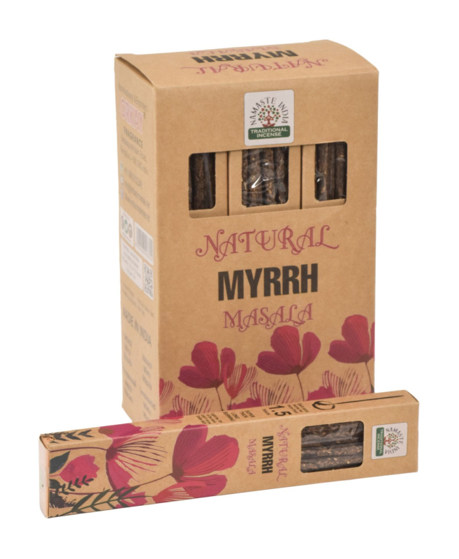 Sanu Babu Vonné tyčinky, Myrrh, Natural Masala, 23cm, 30g (Orkay)