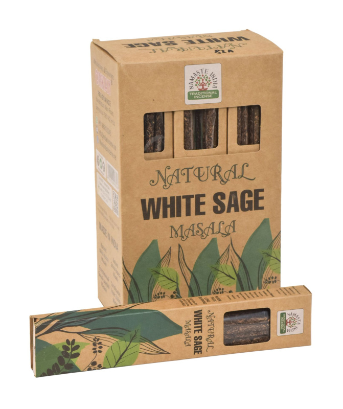 Sanu Babu Vonné tyčinky, White Sage, Natural Masala, 23cm, 30g (Orkay)