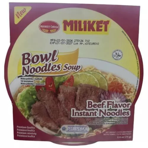 MILIKET instantní nudle hovězí 75g