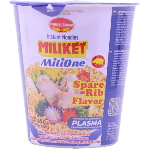 MILIKET instantní nudle v misce s příchutí žeber 65g