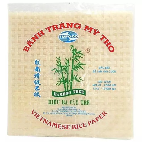 Bamboo Tree Čtvercový rýžový papír 22cm 340g na letní závitky
