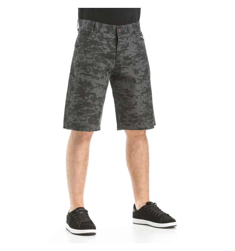 Meatfly kraťasy Bobber 17 B - Dark Grey Binary Camo | Šedá | Velikost 28