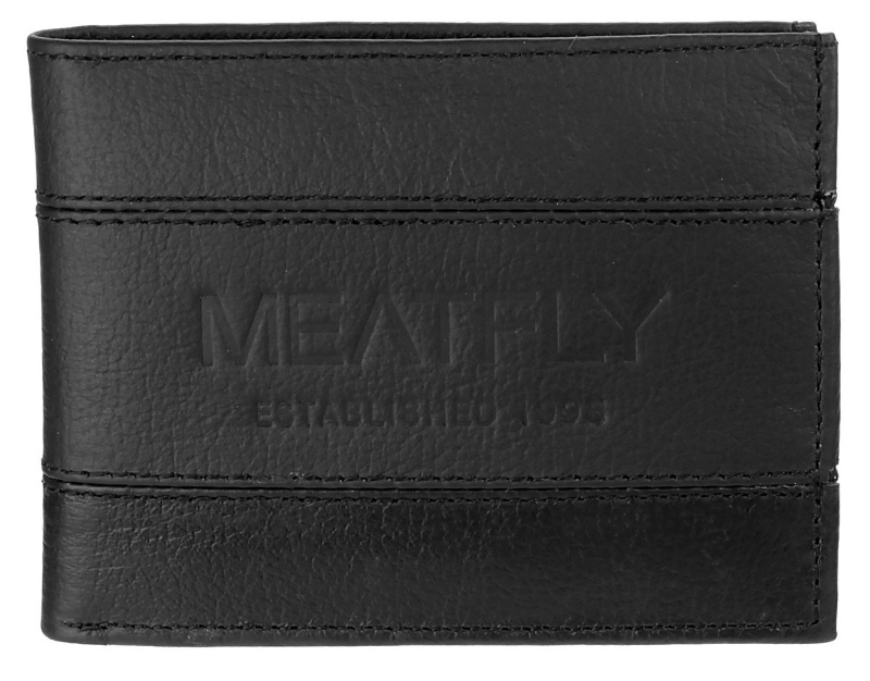 Meatfly pánská peněženka Hurricane A - Black Leather | Černá | Velikost One Size