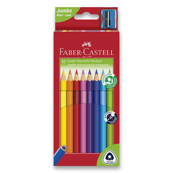 FABER-CASTELL Pastelky Junior Triangular 10 barev + ořezávátko
