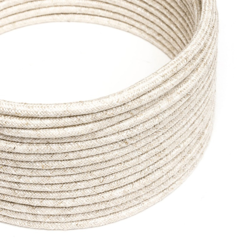 creative cables Lněný textilní elektrický kabel, RN01 přírodní neutrální barvy Počet žil: 3x0.75