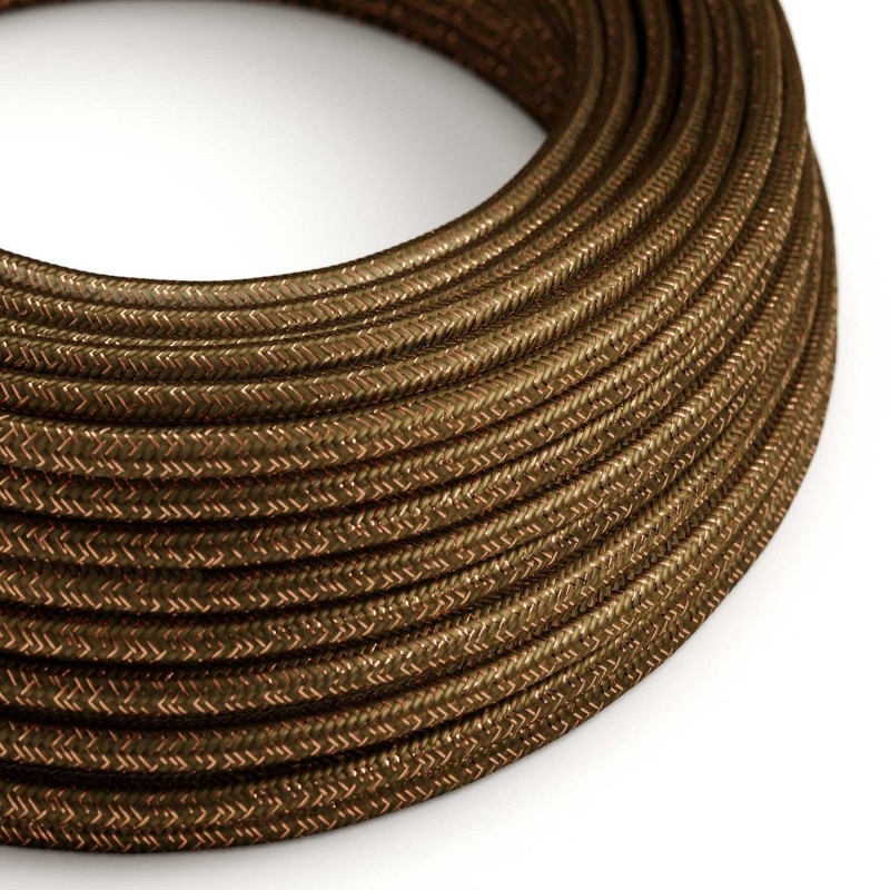 creative cables Hedvábný textilní elektrický kabel - třpytivý efekt - RL13 hnědý Počet žil: 3x0.75