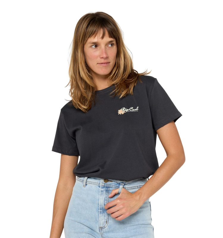 Rip curl dámské tričko Waikiki Standard Washed Black | Černá | Velikost M
