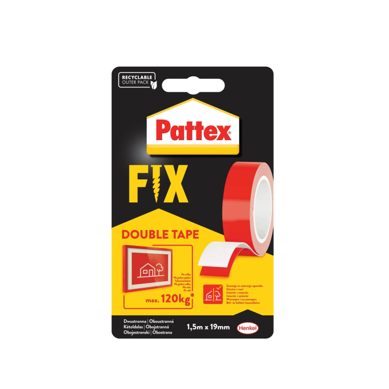 Montážní páska Pattex FIX - oboustranná, Strong, 120 kg, 19 mm x 1,5 m