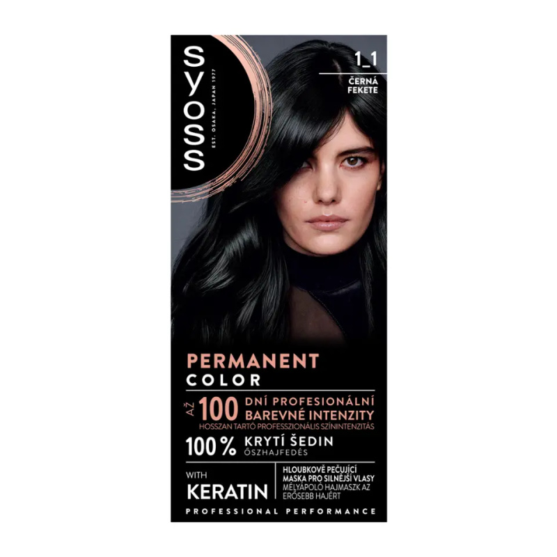 Syoss Permanent Color permanentní barva na vlasy odstín 1_1 Černý 1 ks