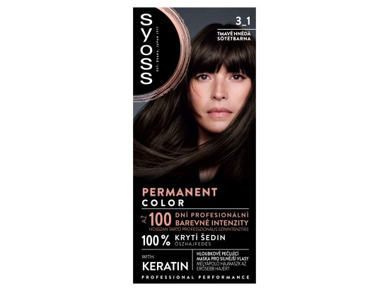 Syoss Permanent Color permanentní barva na vlasy odstín 3_1 Tmavě hnědý 1 ks