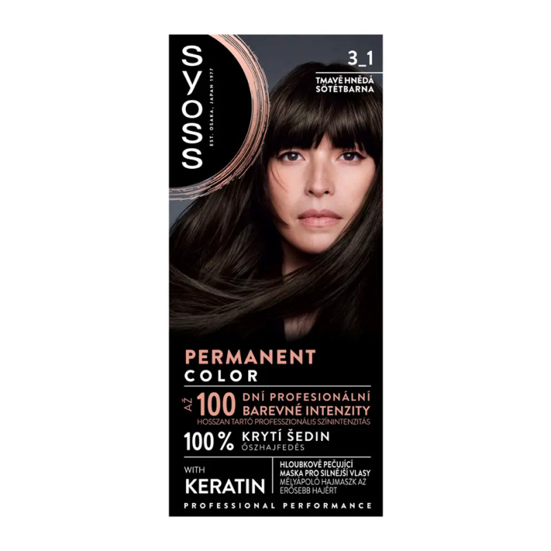 Syoss Permanent Color permanentní barva na vlasy odstín 3_1 Tmavě hnědý 1 ks
