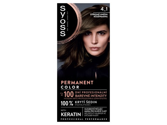 Syoss Permanent Color permanentní barva na vlasy odstín 4_1 Středně hnědý 1 ks