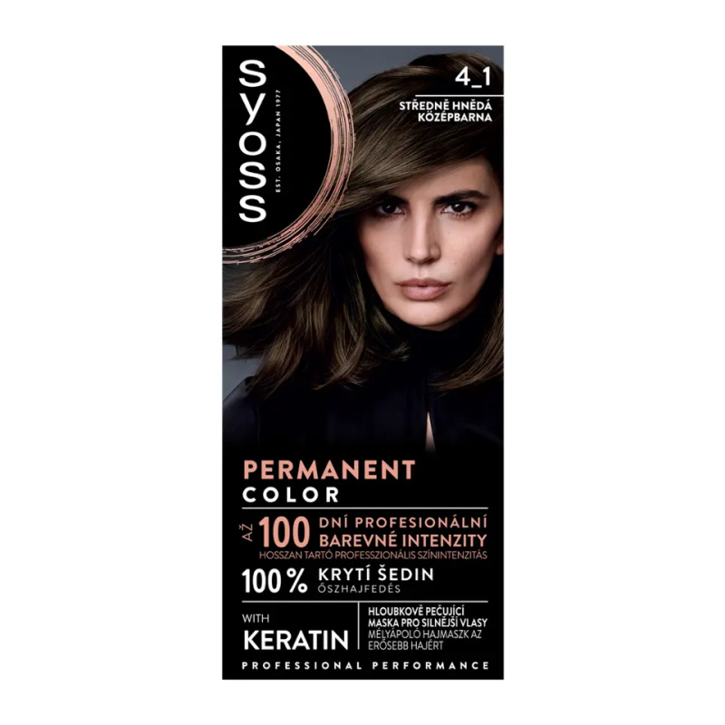 Syoss Permanent Color permanentní barva na vlasy odstín 4_1 Středně hnědý 1 ks