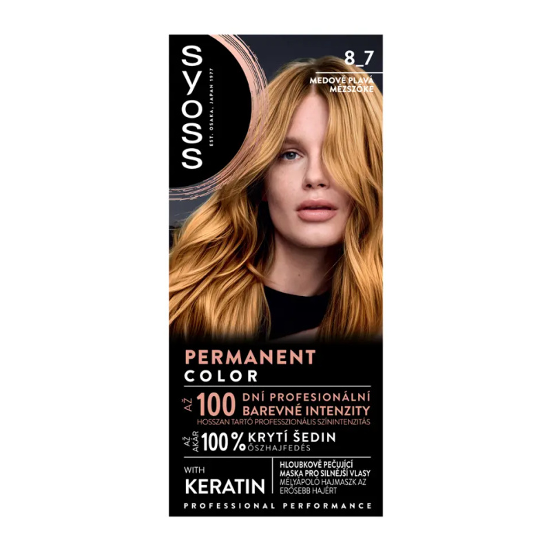 Syoss Permanent Color permanentní barva na vlasy odstín 8_7 Medově plavý 1 ks