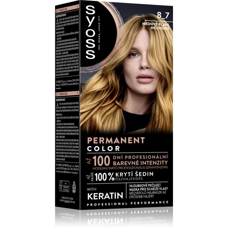 Syoss Permanent Color permanentní barva na vlasy odstín 8_7 Medově plavý 1 ks