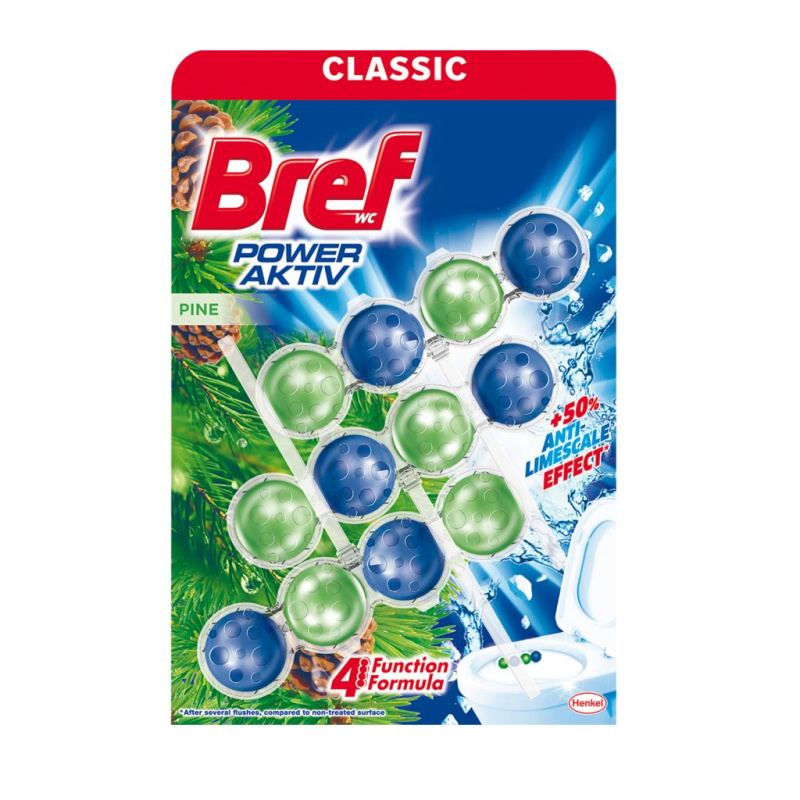 Bref Power Aktiv Classic - WC blok - Pine, 3 x 50 g