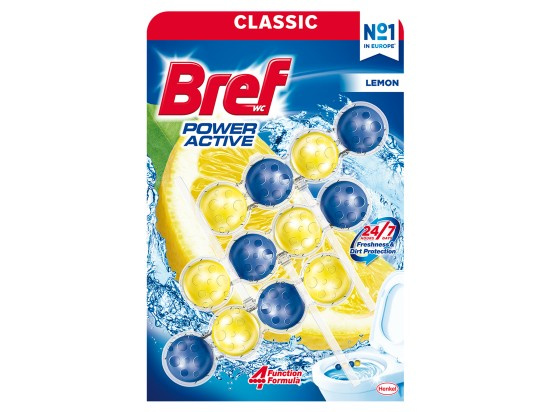 Bref Power Aktiv Classic - WC blok - Lemon, 3 x 50 g