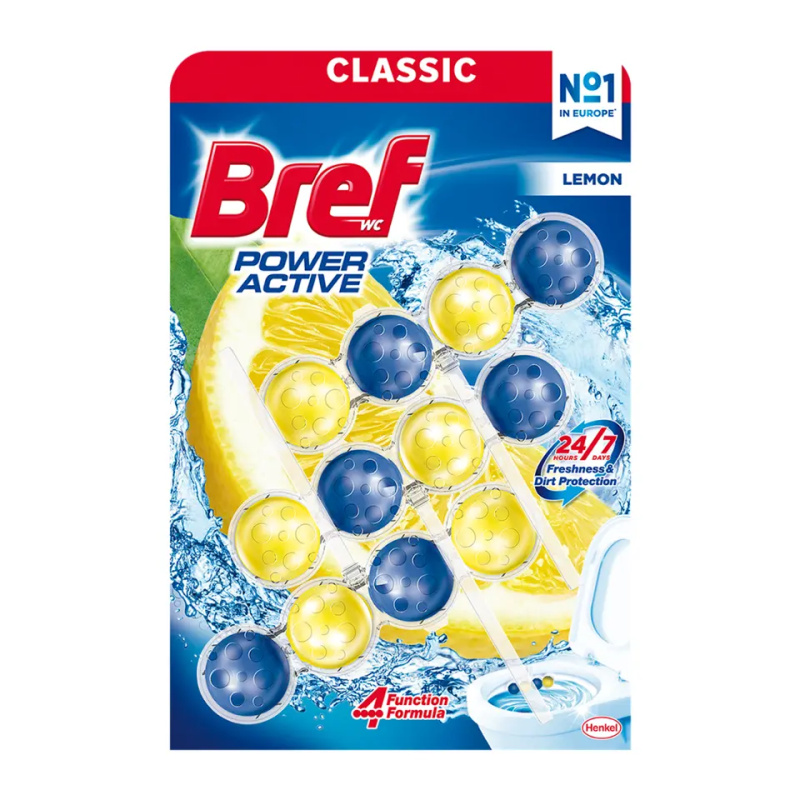 Bref Power Aktiv Classic - WC blok - Lemon, 3 x 50 g