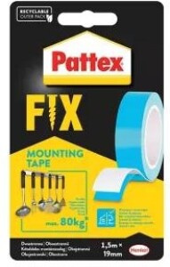 Montážní páska Pattex FIX - oboustranná, Standard, 80 kg, 19 mm x 1,5 m