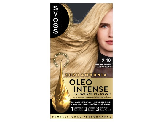 Syoss Oleo Intense permanentní barva na vlasy s olejem odstín 9-10 Zářivě plavý 1 ks