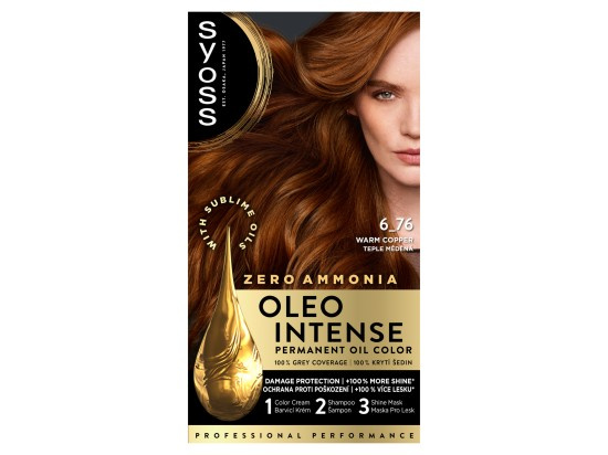 Syoss Oleo Intense permanentní barva na vlasy s olejem odstín 6-76 Teplý měděný 1 ks