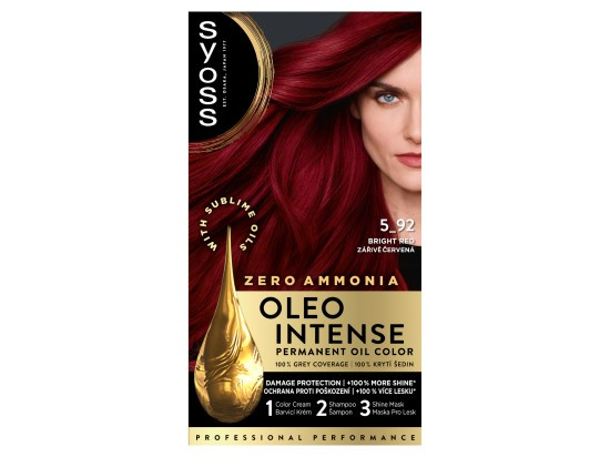 Syoss Oleo Intense permanentní barva na vlasy s olejem odstín 5-92 Zářivě červený 1 ks