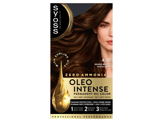 Syoss Oleo Intense permanentní barva na vlasy s olejem odstín 4-18 Hnědá moka 1 ks