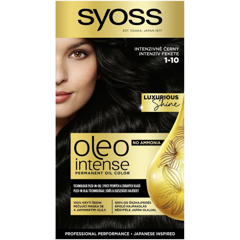 Syoss Oleo Intense permanentní barva na vlasy s olejem odstín 1-10 Intenzivně černý 1 ks