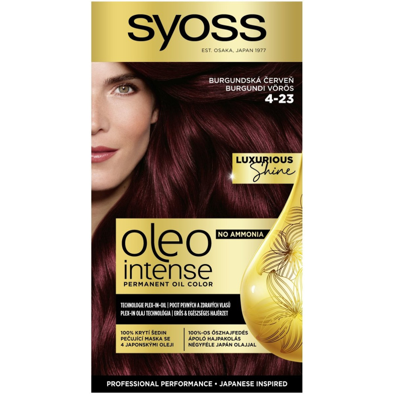 Syoss Oleo Intense permanentní barva na vlasy s olejem odstín 4-23 Burgundská červeň 1 ks