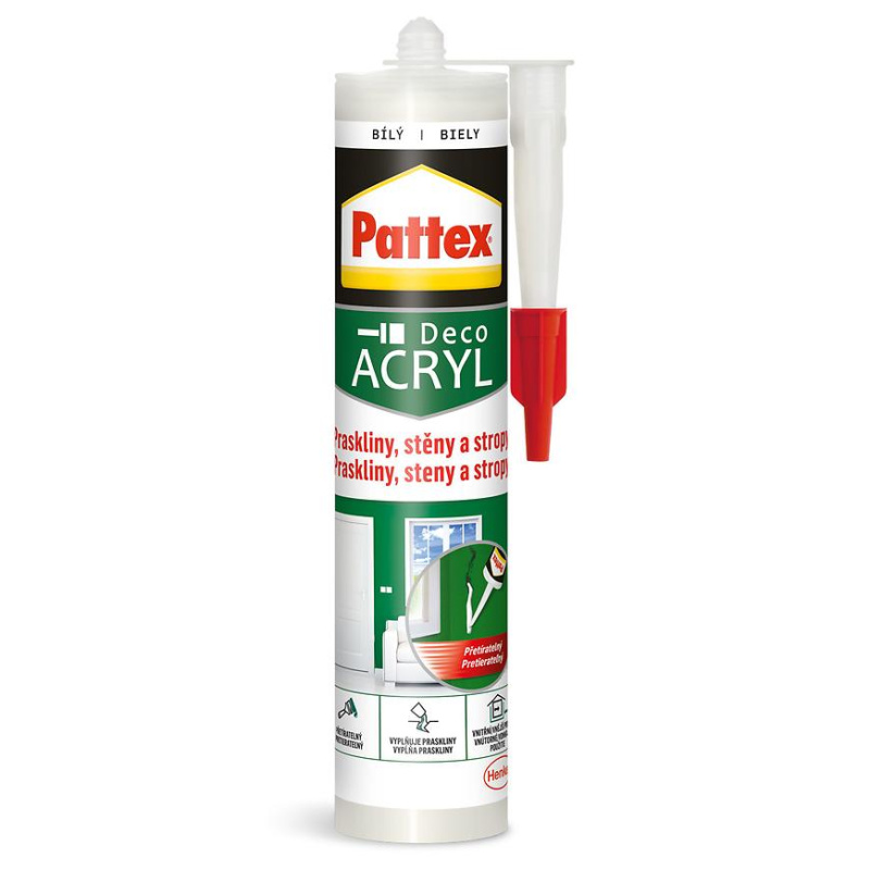 Akrylový tmel Pattex na praskliny stěn a stropů bílý 280 ml