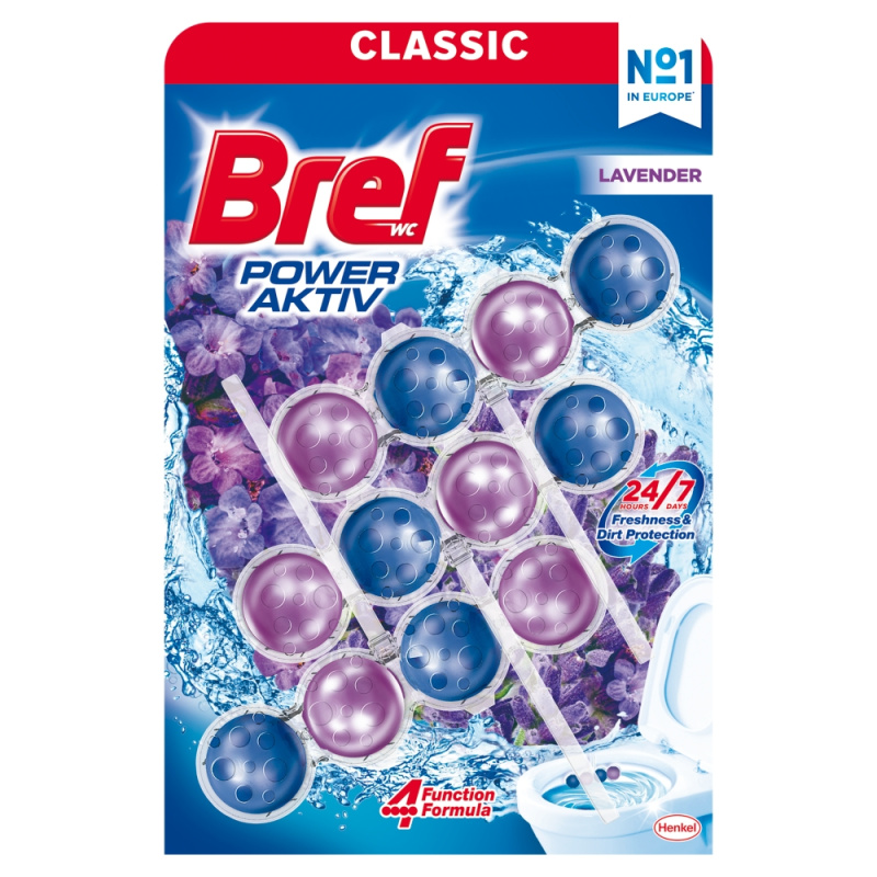Bref Power Aktiv Classic - WC blok - Lavender, 3 x 50 g