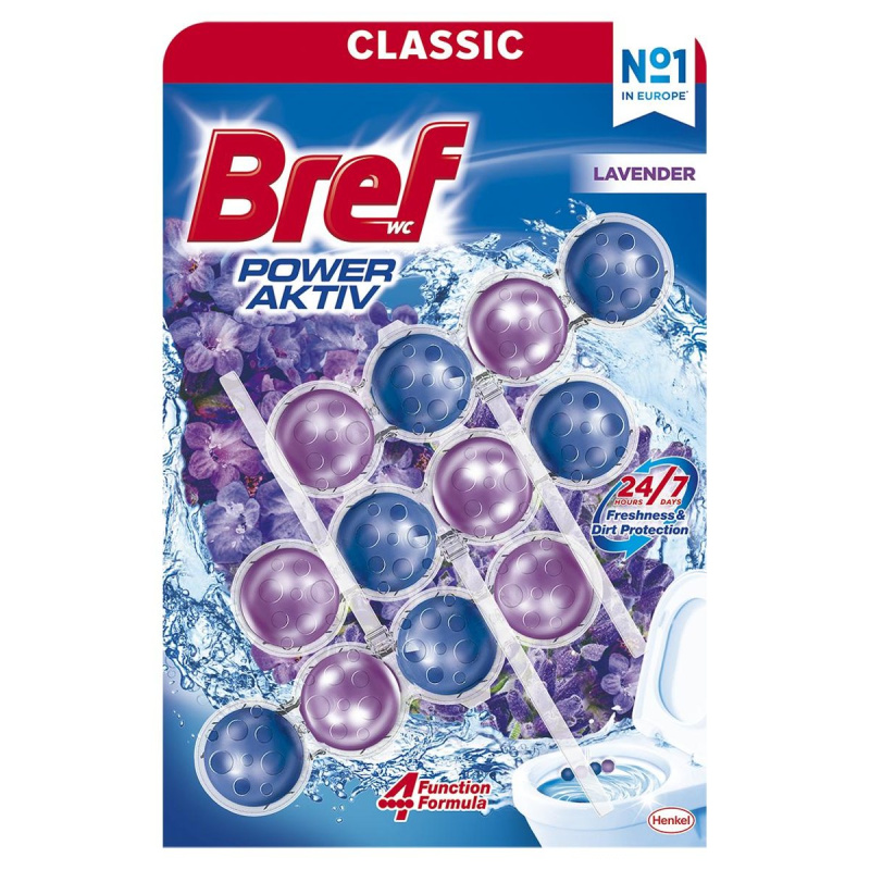 Bref Power Aktiv Classic - WC blok - Lavender, 3 x 50 g