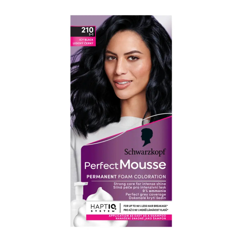 Schwarzkopf Perfect Mousse permanentní barva na vlasy odstín 210 Ledový černý 1 ks