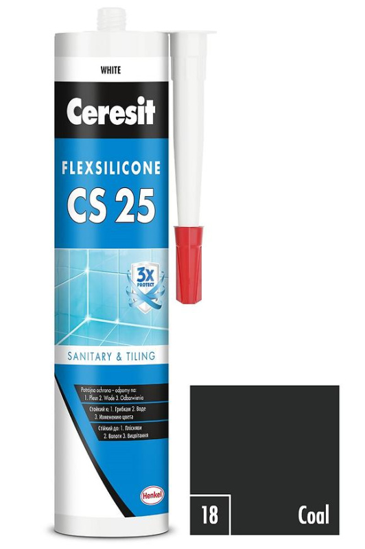 Silikon sanitární Ceresit CS25 18 coal 280 ml